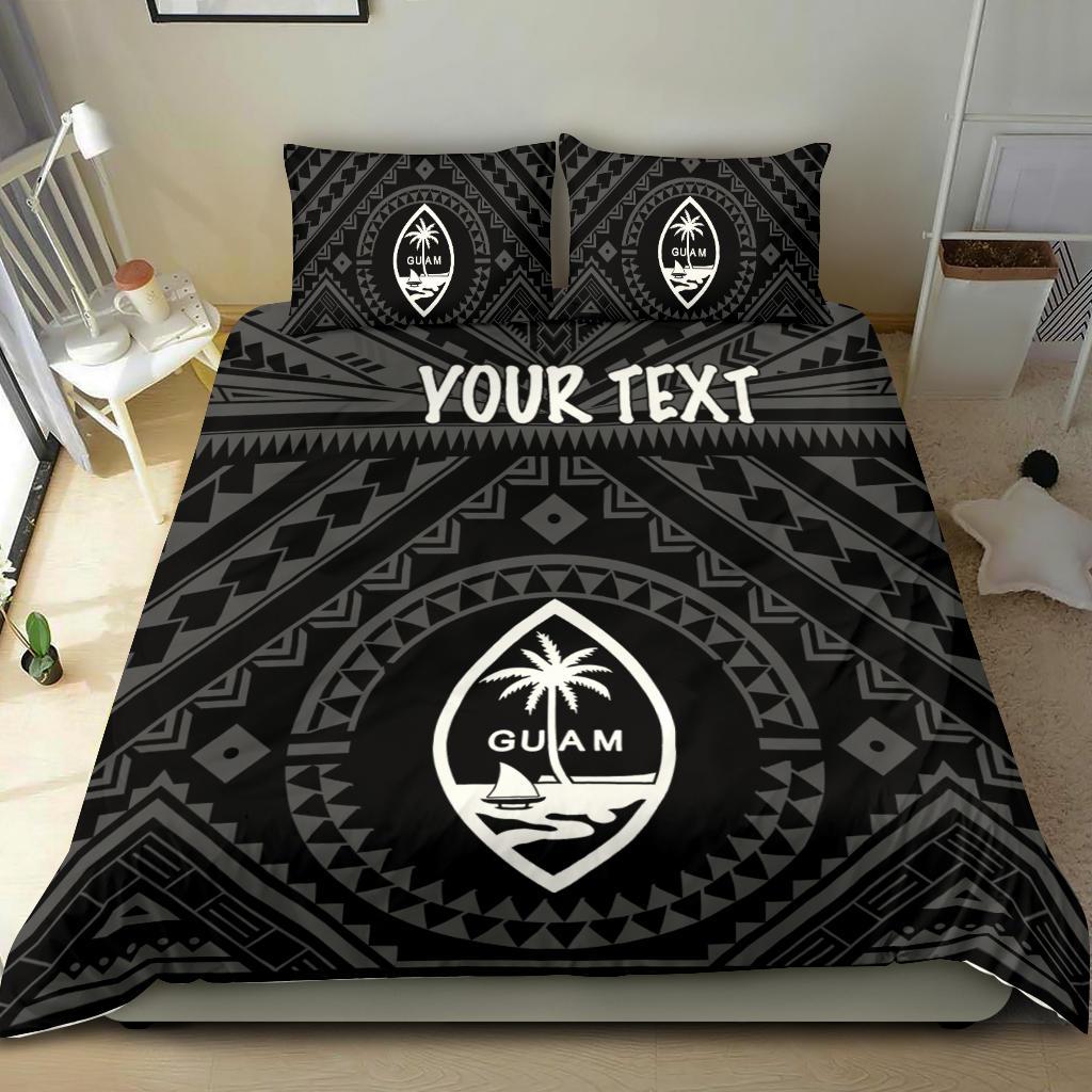 Guam Personalised Bedding Set - Guam Seal With Polynesian Tattoo Style (Black) - Polynesian Pride