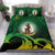 Vanuatu Duvet Cover Set - Vanuatu Coat Of Arms Wave and Hibiscus Green - Polynesian Pride