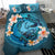 Polynesian Duvet Cover Set - Cook Islands Bedding Set Blue Plumeria Animal Tattoo - Polynesian Pride