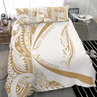 New Zealand Silver Fern Bedding Set Maori Tattoo Circle Style - White - Polynesian Pride