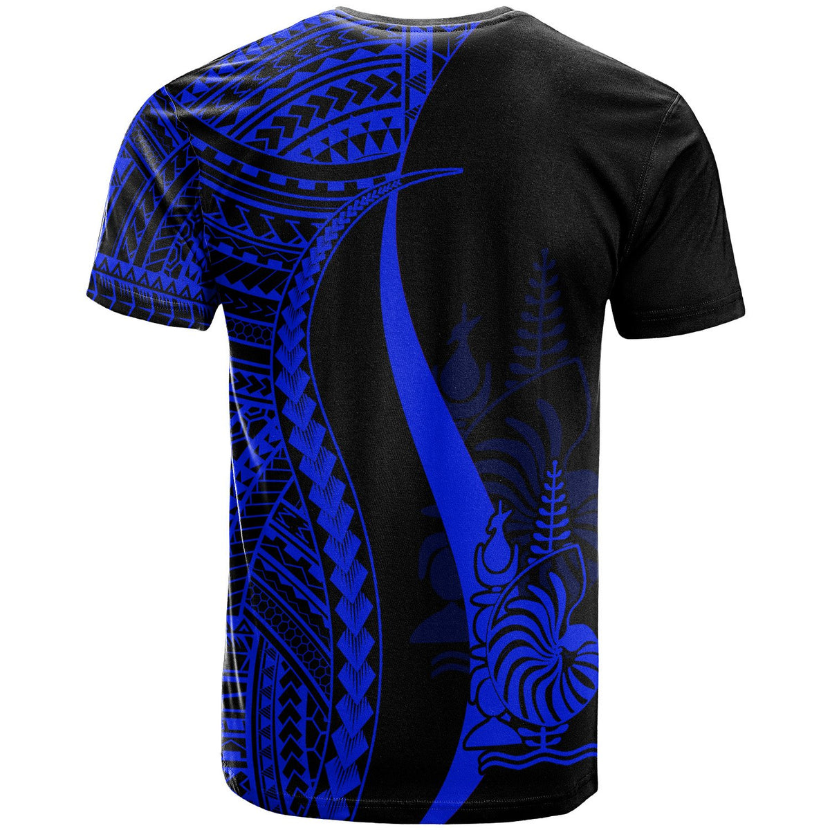 New Caledonia T Shirt Blue Polynesian Tentacle Tribal Pattern - Polynesian Pride