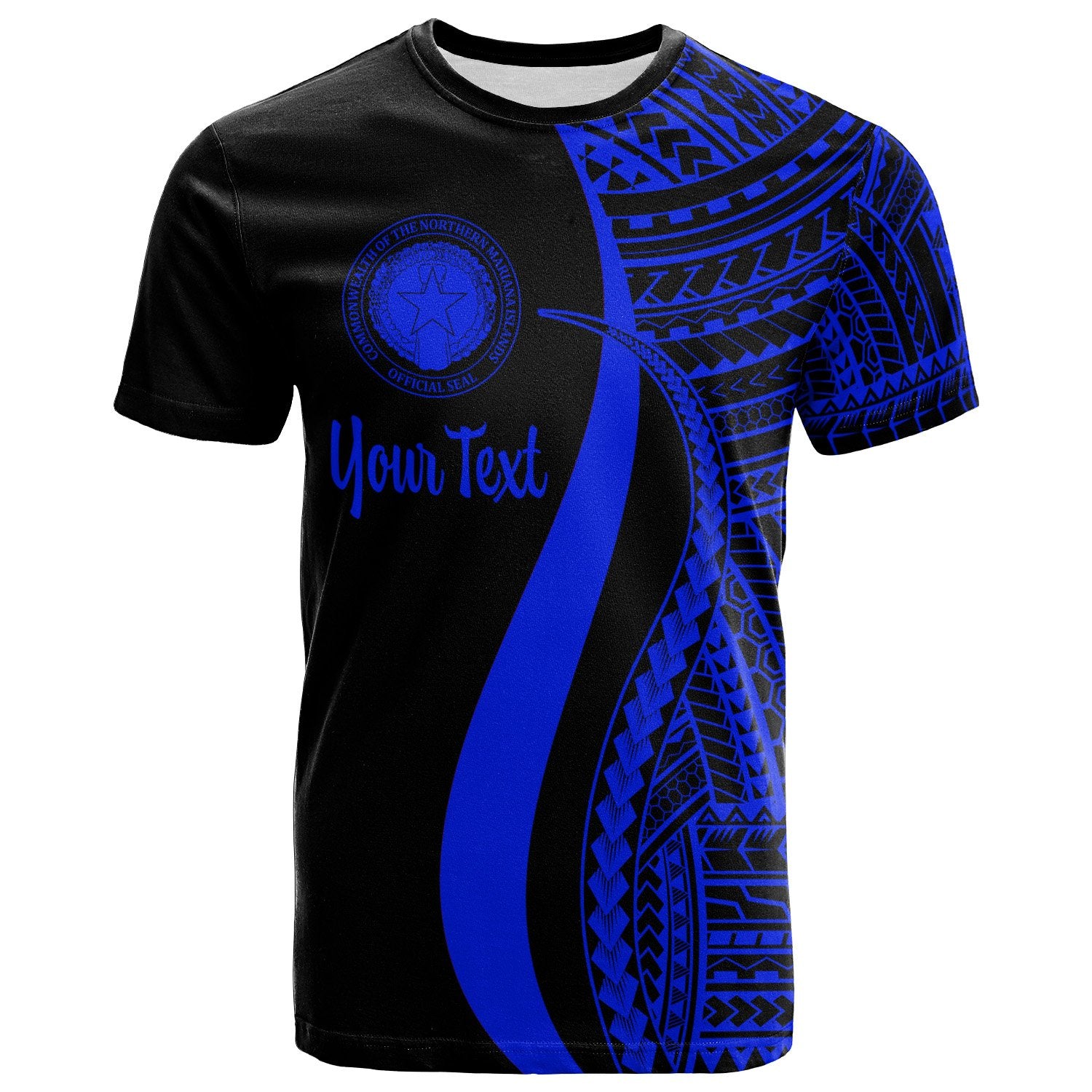 Northern Mariana Islands Custom T Shirt Blue Polynesian Tentacle Tribal Pattern Unisex Blue - Polynesian Pride