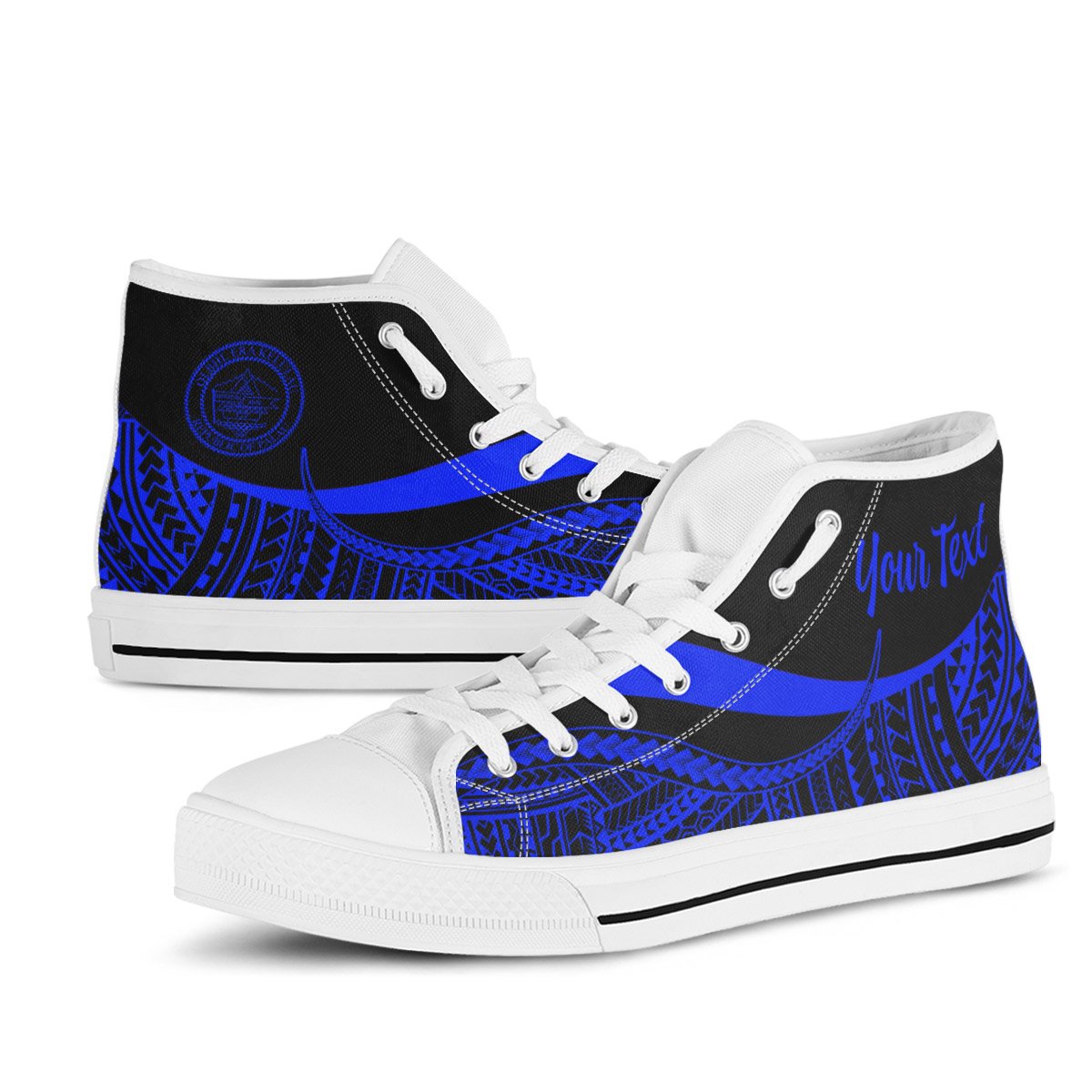 Palau Custom Personalised High Top Shoes Blue - Polynesian Tentacle Tribal Pattern Crest - Polynesian Pride