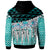 Papua New Guinea Zip Hoodie Coconut Leaves Weave Pattern Blue - Polynesian Pride