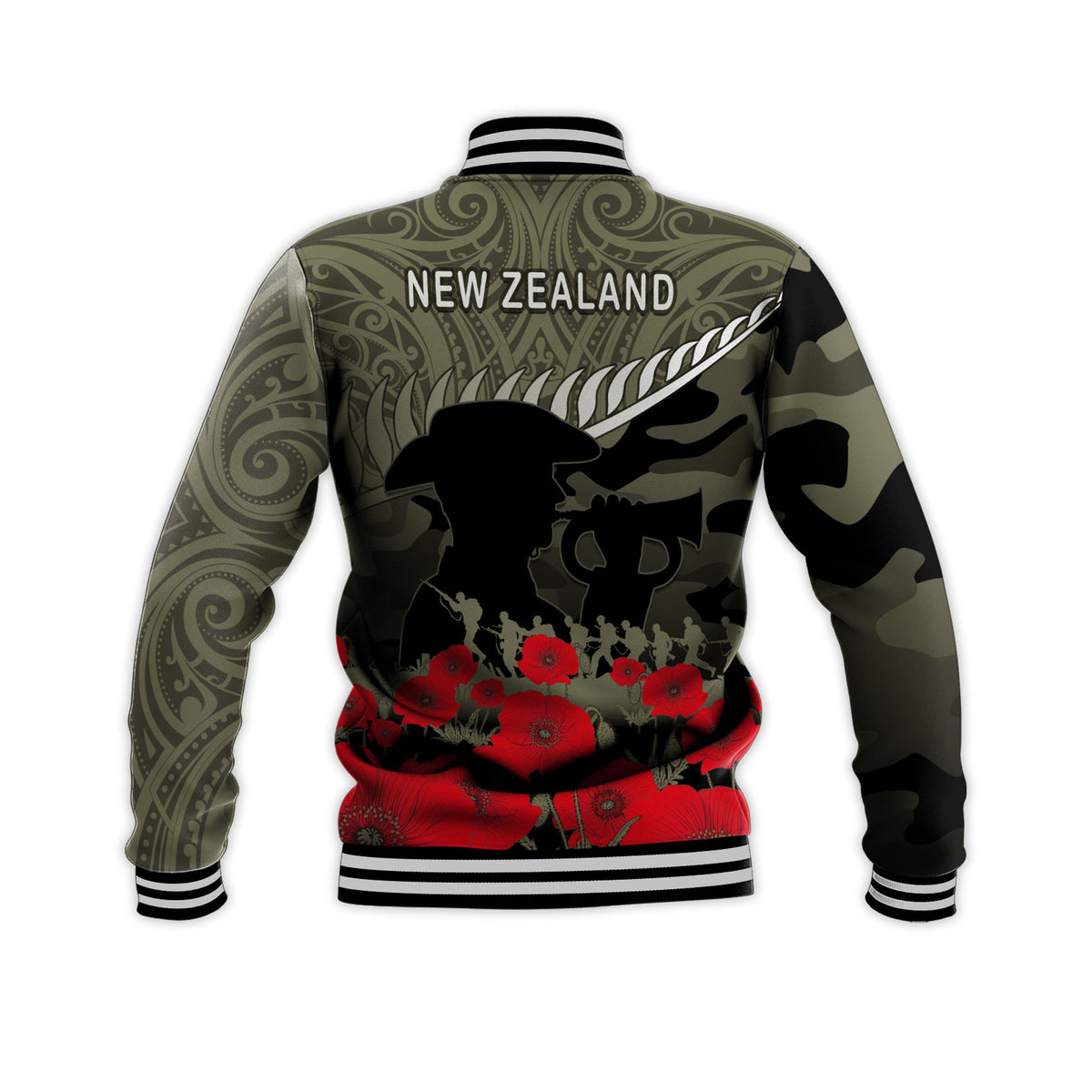 New Zealand ANZAC 2022 Baseball Jacket Maori Camouflage LT14 - Polynesian Pride