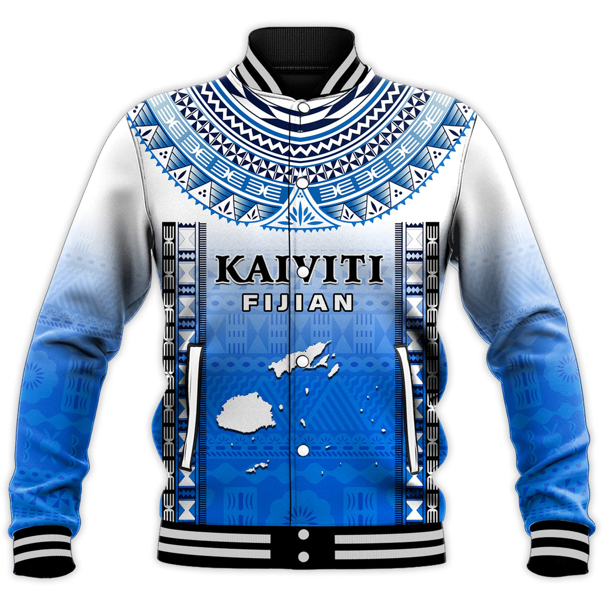 Personalised Fiji Baseball Jacket Kaiviti Fijian Special Tapa Pattern LT14 - Polynesian Pride