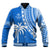 (Custom Text and Number) Fiji Rugby Sevens Baseball Jacket Fijian 7s Tapa Polynesian Blue Ver.01 LT13 - Polynesian Pride