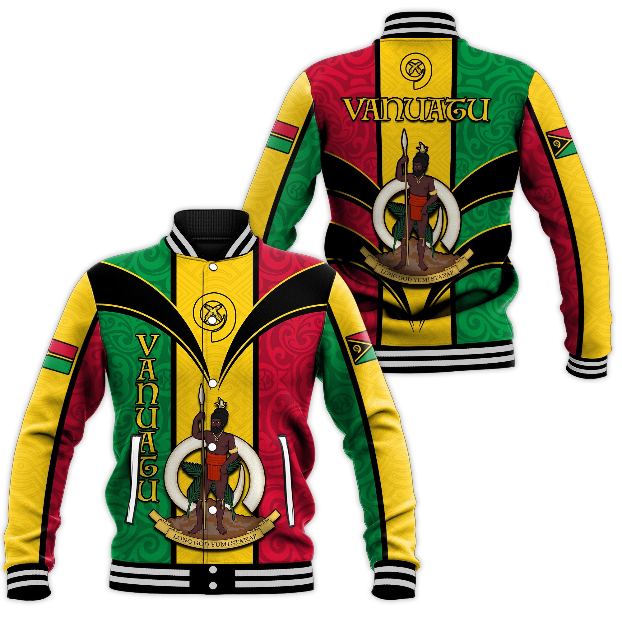 Vanuatu Baseball Jacket Pig Tusk Polynesian LT13 Unisex Yellow - Polynesian Pride