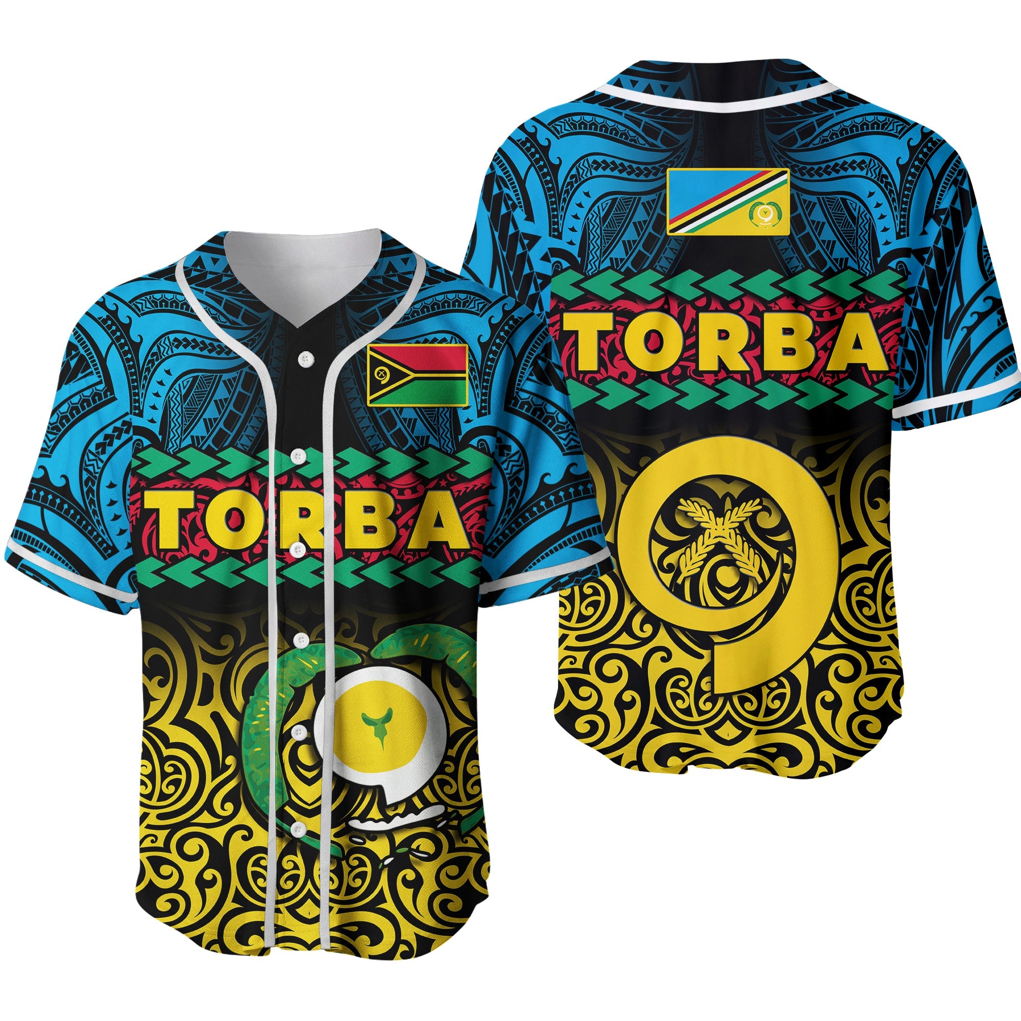 Torba Province Baseball Jersey Vanuatu Pig Tusk Polynesian Flag Style Ver.02 LT14 Black - Polynesian Pride