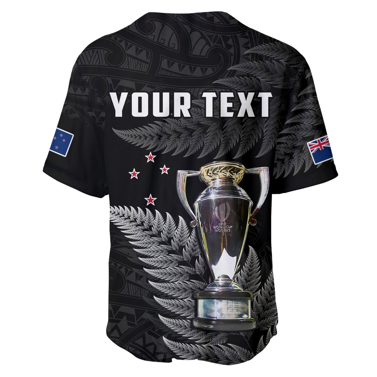 (Custom Personalised) New Zealand 2022 Rugby Baseball Jersey Black Fern Proud Champions RWC LT14 - Polynesian Pride