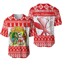 Custom Personalised Hawaii Christmas Baseball Jersey Kanaka Polynesian Santa Claus Mele Kalikimaka LT14 Red - Polynesian Pride