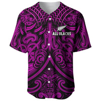New Zealand Silver Fern Rugby Baseball Jersey All Black Purple NZ Maori Pattern LT13 Purple - Polynesian Pride