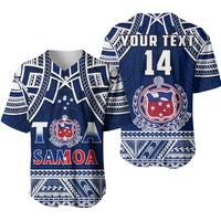 Custom Samoa Rugby Baseball Jersey - Toa Samoa Pacific Sporty LT14 Blue - Polynesian Pride