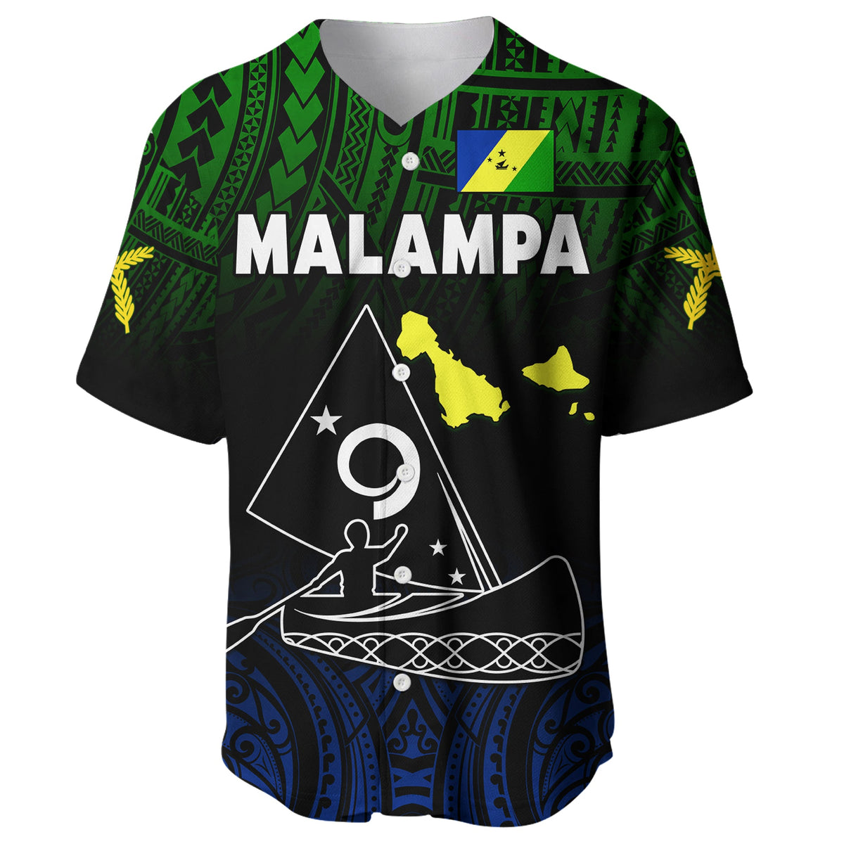 Malampa Province Baseball Jersey Native Canoe Mix Vanuatu Pig Tusk Black Version LT14 - Polynesian Pride