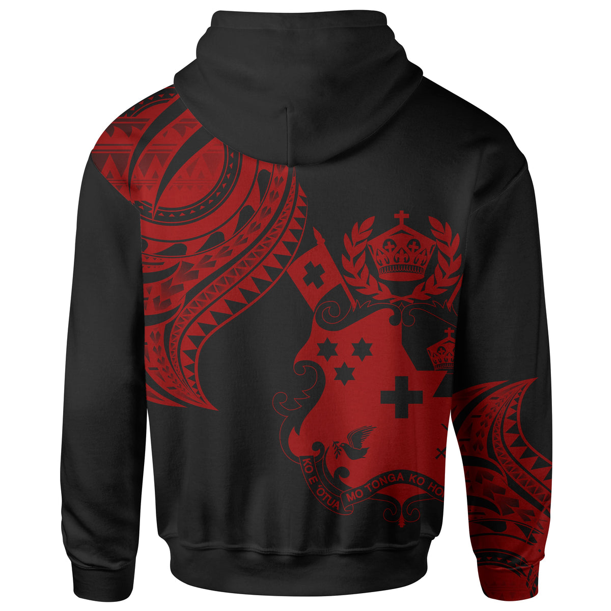 Tonga Custom Hoodie Tonga Tatau Red Patterns - Polynesian Pride