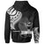 Papua New Guinea Zip Hoodie Papua New Guinea Tatau White Patterns With Coat of Arms - Polynesian Pride