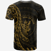 Niue T Shirt Custom Polynesian Pattern Style Gold Color - Polynesian Pride