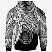 Palau Polynesian Hoodie Tribal Wave Tattoo White - Polynesian Pride