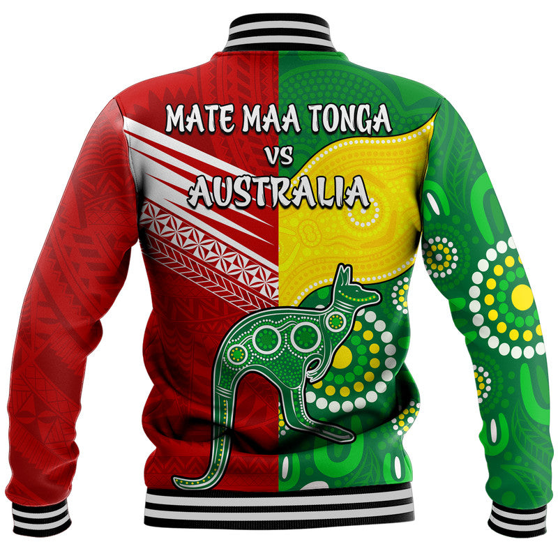 Australia Kangaroos and Mate Maa Tonga Baseball Jacket No2 LT9 - Polynesian Pride