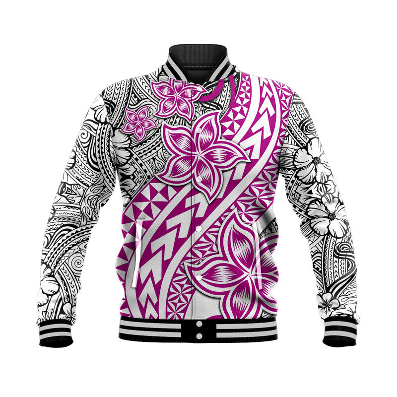 Traditional Polynesian Tribal Tattoo Retro Baseball Jacket Pink LT9 Unisex Pink - Polynesian Pride