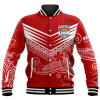 (Custom Personalised) Tonga Mate Ma'a Rugby Kupesi Baseball Jacket LT9 Unisex Red - Polynesian Pride