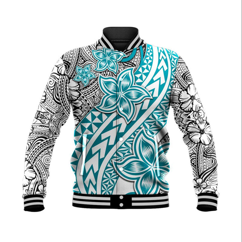 Traditional Polynesian Tribal Tattoo Retro Baseball Jacket Turquoise LT9 Unisex Turquoise - Polynesian Pride