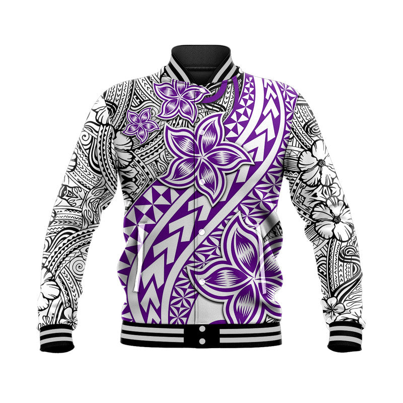 Traditional Polynesian Tribal Tattoo Retro Baseball Jacket Purple LT9 Unisex Purple - Polynesian Pride