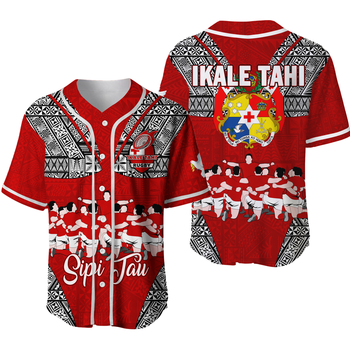 Tonga Rugby Ikale Tahi Sipi Tau Baseball Jersey - LT2 RED - Polynesian Pride