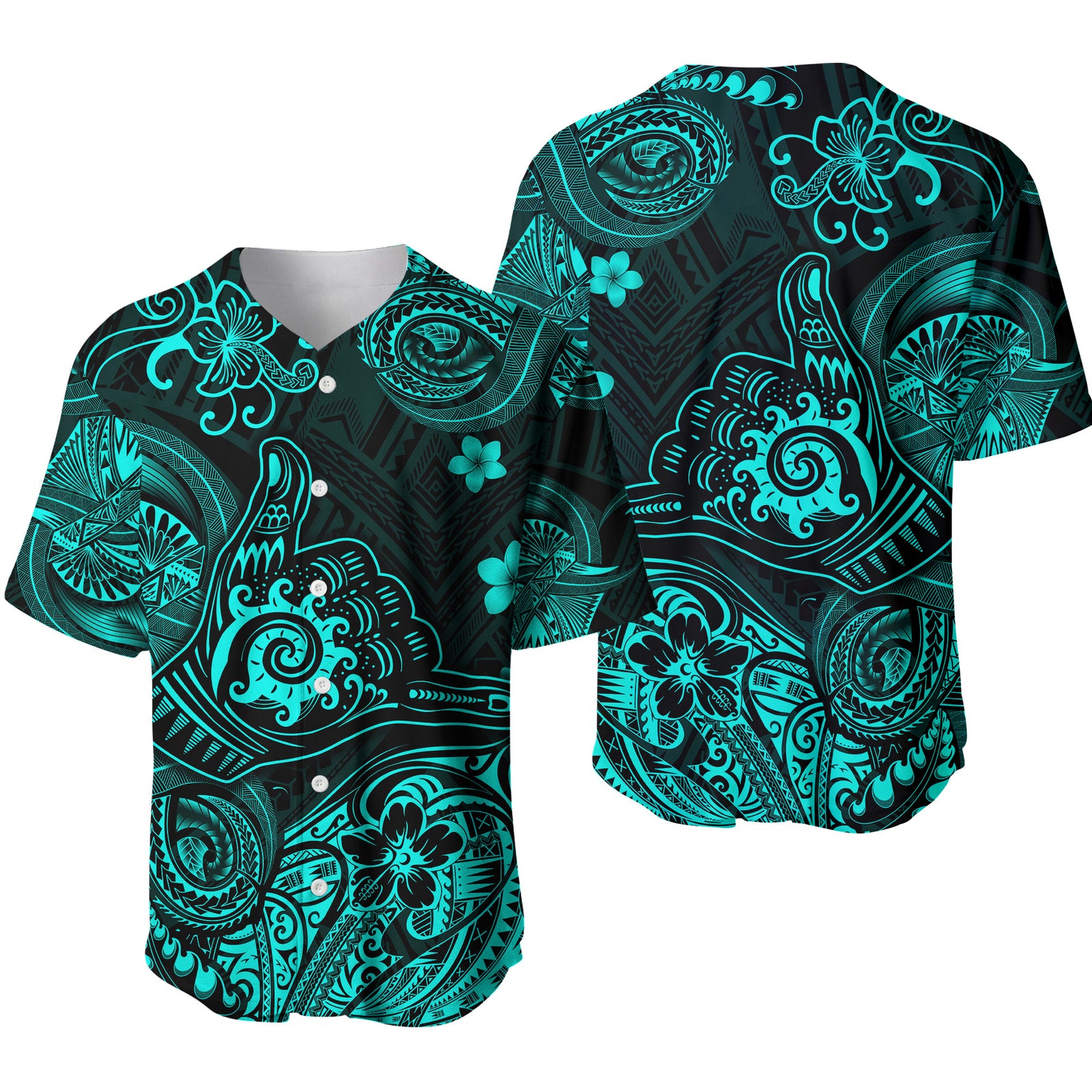 Hawaii Shaka Polynesian Baseball Jersey Unique Style - Turquoise LT8 - Polynesian Pride