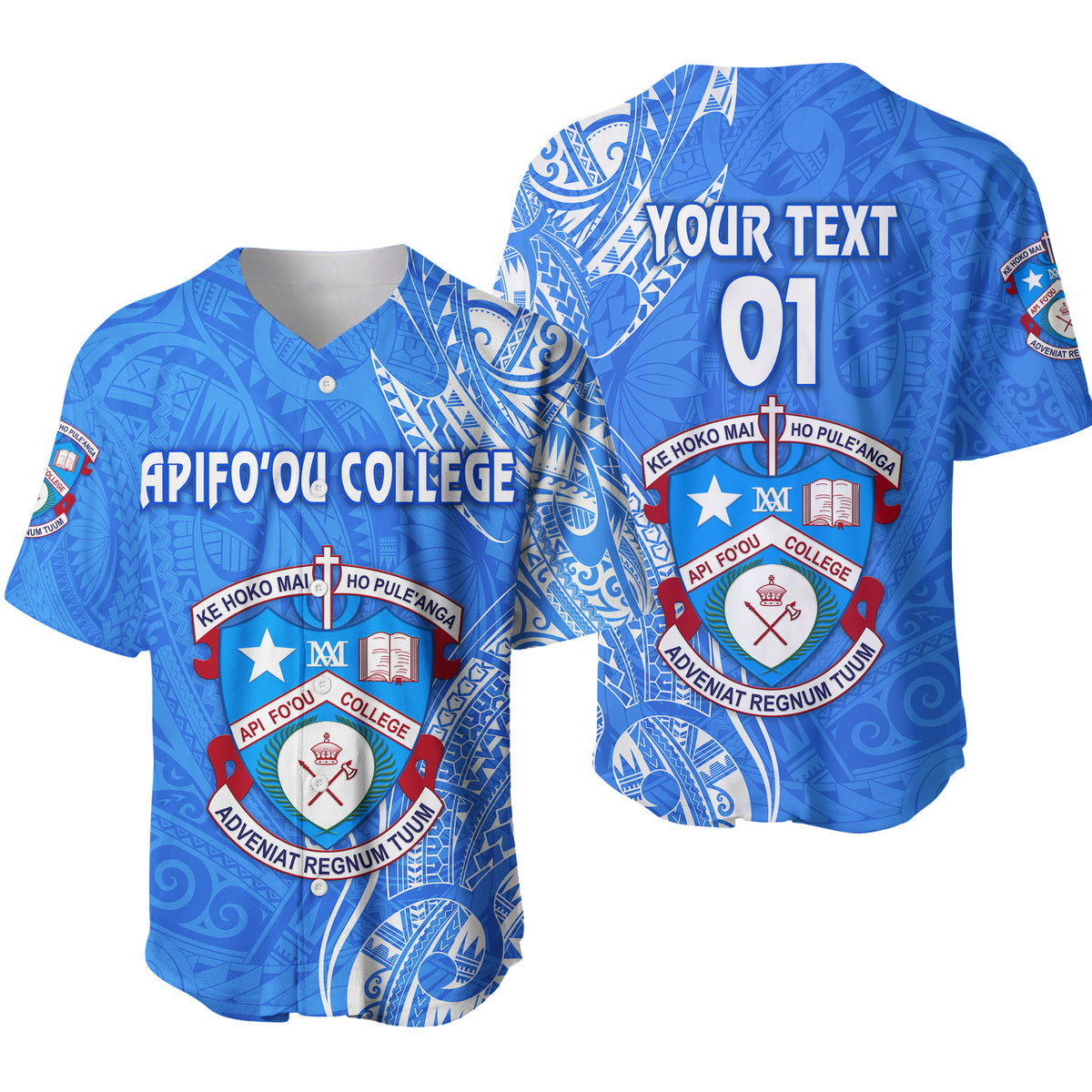 (Custom Personalised) Tonga Apifoou College Baseball Jersey Simple Vibes, Custom Text And Number LT8 Blue - Polynesian Pride
