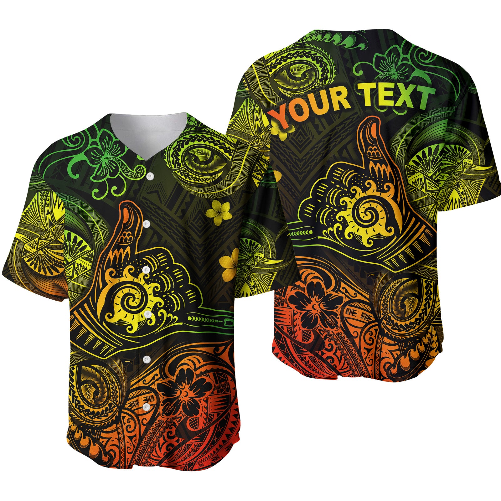 (Custom Personalised) Hawaii Shaka Polynesian Baseball Jersey Unique Style - Reggae LT8 - Polynesian Pride