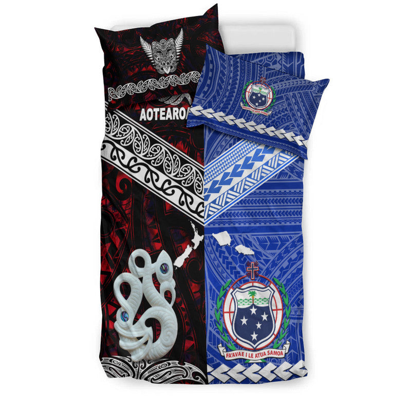 New Zealand And Samoa Bedding Set Together - Red LT8 - Polynesian Pride