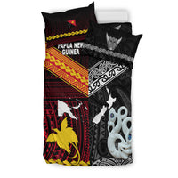 New Zealand And Papua New Guinea Bedding Set Together - Black LT8 - Polynesian Pride