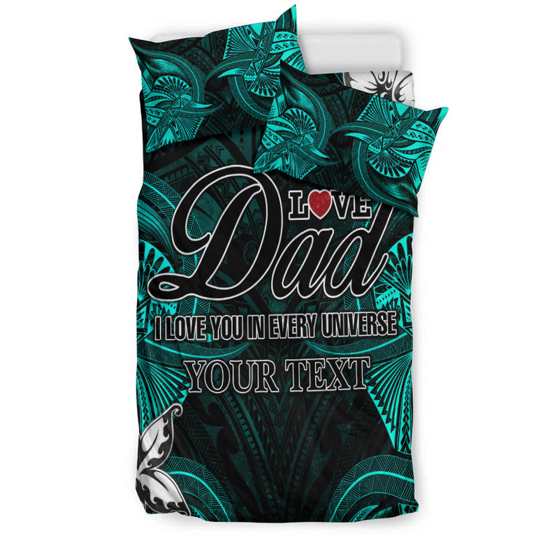 (Custom Personalised) Polynesian Fathers Day Bedding Set I Love You In Every Universe - Turquoise LT8 - Polynesian Pride