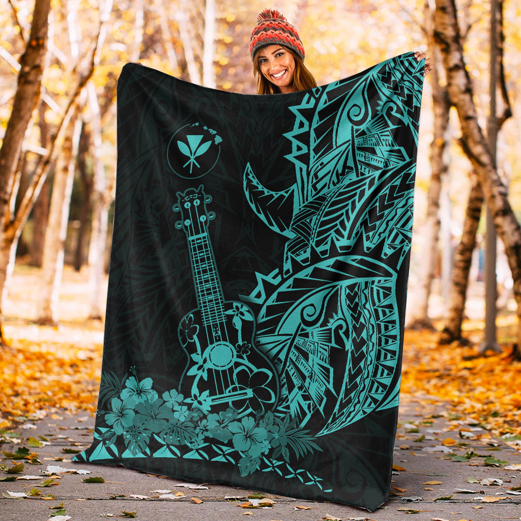 Hawaii Polynesian Premium Blanket Ukulele Turquoise LT13 White - Polynesian Pride