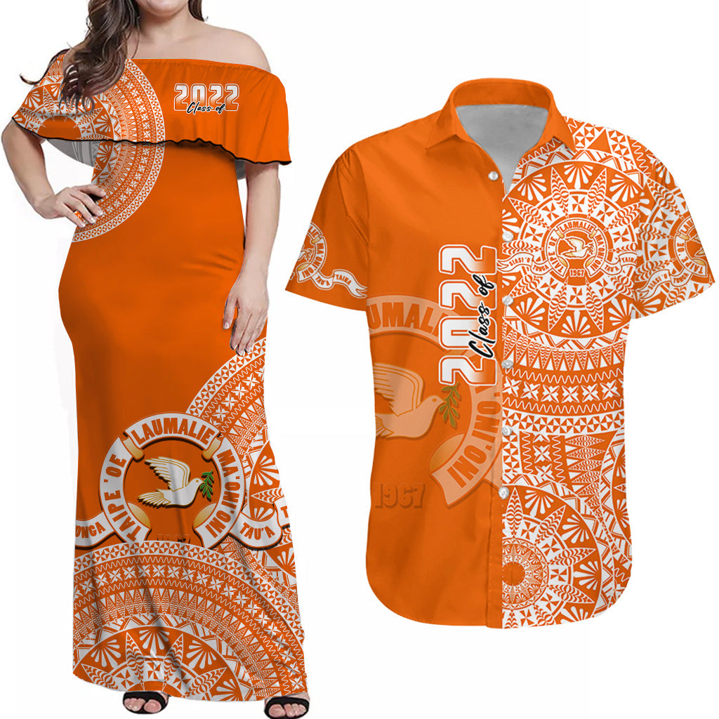 (Custom Text And Number) Tonga Polynesian Matching Hawaiian Shirt and Dress Tailulu College with Ngatu Pattern LT14 Orange - Polynesian Pride