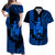 Custom King Kamehameha Matching Hawaiian Outfits For Couples with Polynesian Tribal Blue LT13 Blue - Polynesian Pride