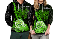 Custom FSM Valentine Couple Hoodie Heart Love Tropical Flowers Green LT14 No Men - Polynesian Pride