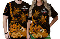 Custom New Caledonia Valentine Couple T Shirt My Sunshine Polynesia Turtle Gold LT14 No Men - Polynesian Pride