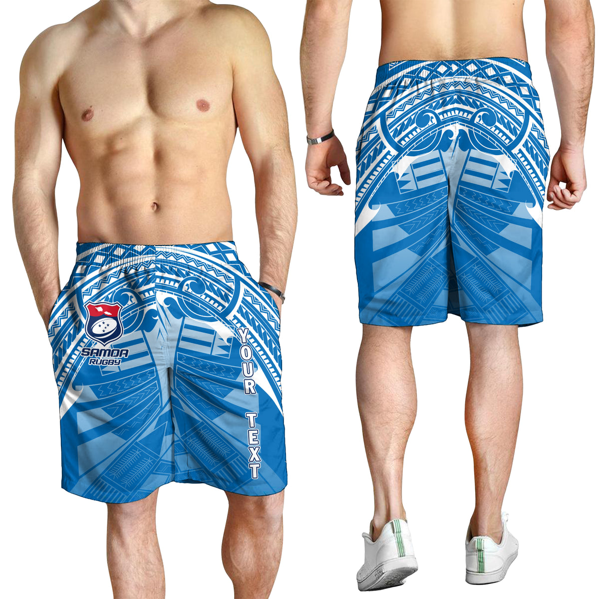 (Custom Personalised) Samoa Rugby Toa Samoa Blue Style Men Short - LT2 - Polynesian Pride
