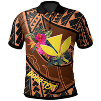 Hawaii Kanaka Maoli Custom Polo Polynesian Hook and Hibiscus Unisex Dark Salmon - Polynesian Pride