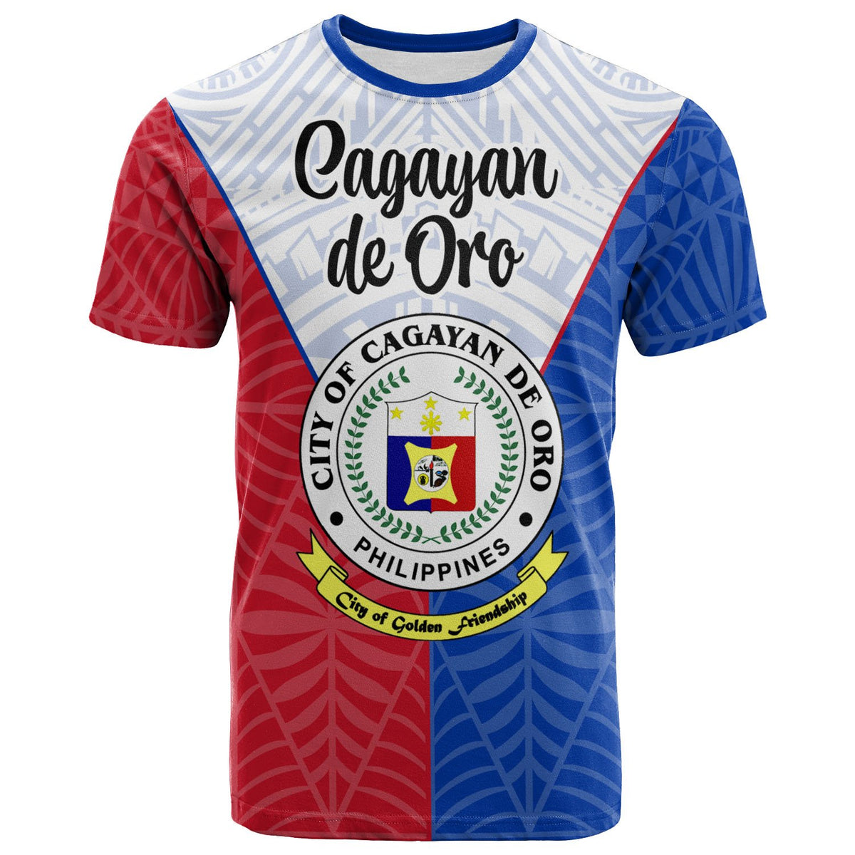 Pilipinas T Shirt Cagayan de Oro Seal of Pilipinas Style Unisex Blue - Red - Polynesian Pride