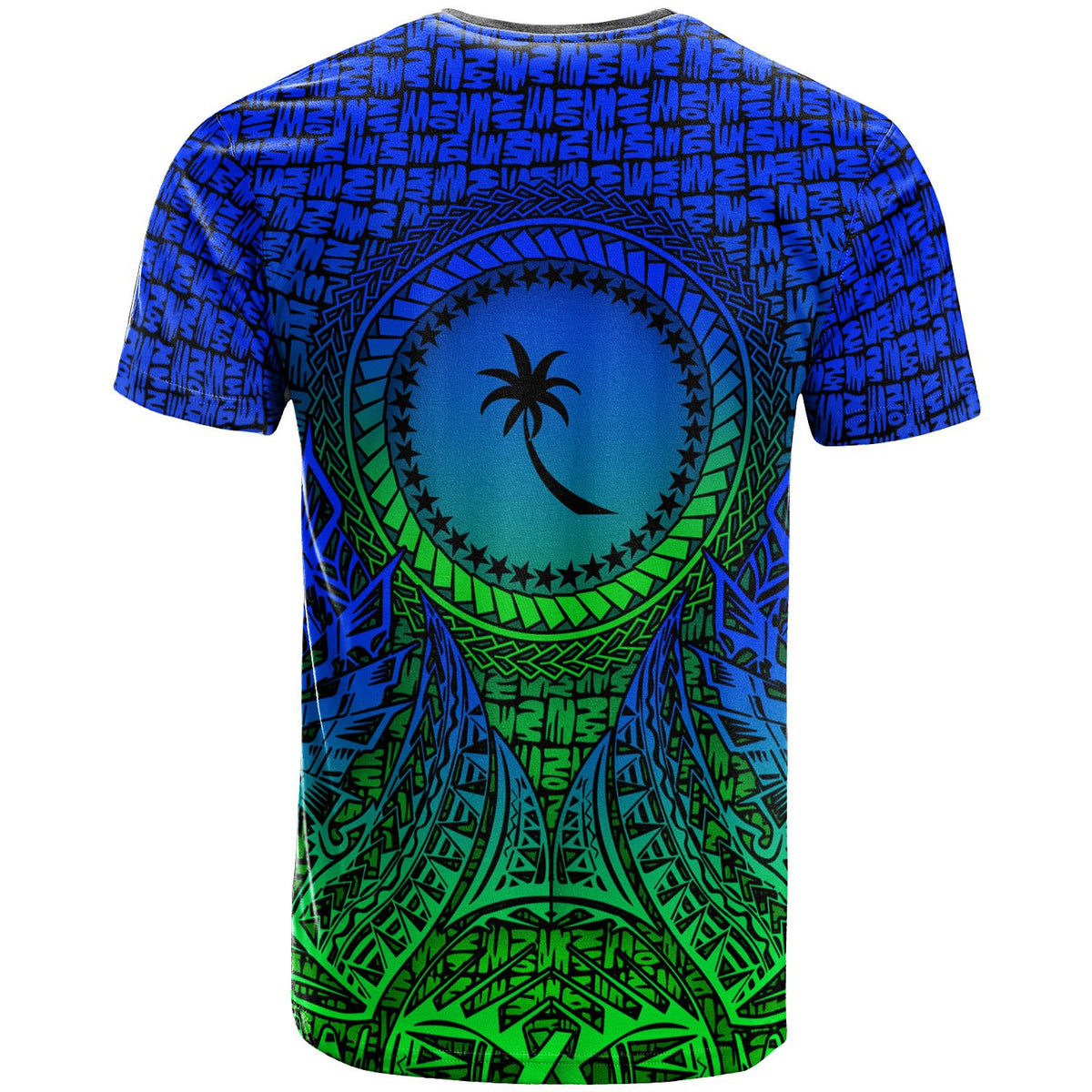 Chuuk Micronesian T Shirt Circle Pattern Blue - Polynesian Pride