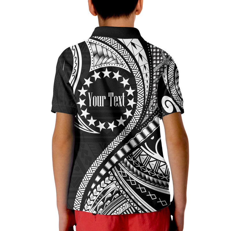 Custom Cook Islands Polo Shirt Black Polynesian Wave Style LT9 - Polynesian Pride