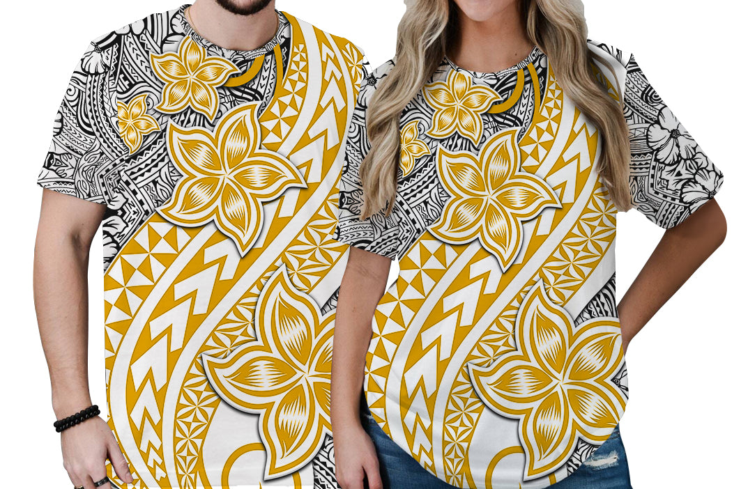 Traditional Polynesian Tribal Tattoo Retro Couple T Shirt Yellow LT9 - Polynesian Pride