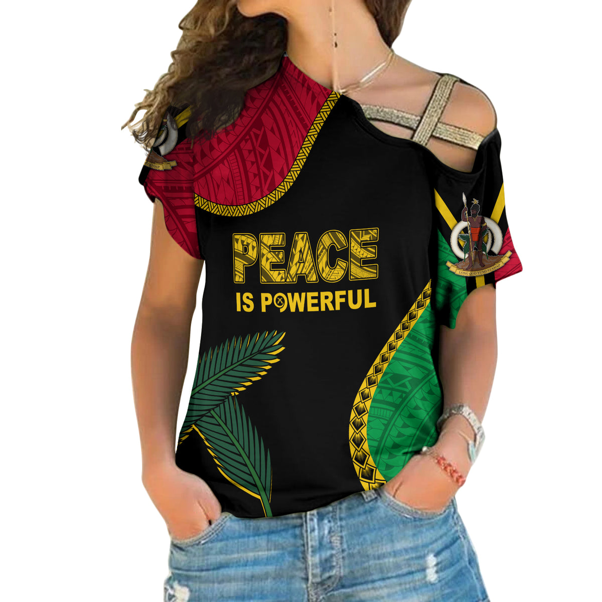 Vanuatu Father Lini Day Cross Shoulder Shirt Simple Style LT7 - Polynesian Pride