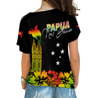PNG Hibiscus Tribal Pattern Cross Shoulder Shirt Motuan Reggae Color LT7 - Polynesian Pride