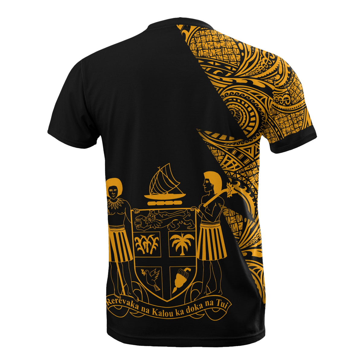 Fiji Custom T Shirt Polynesian Pattern Gold Style - Polynesian Pride