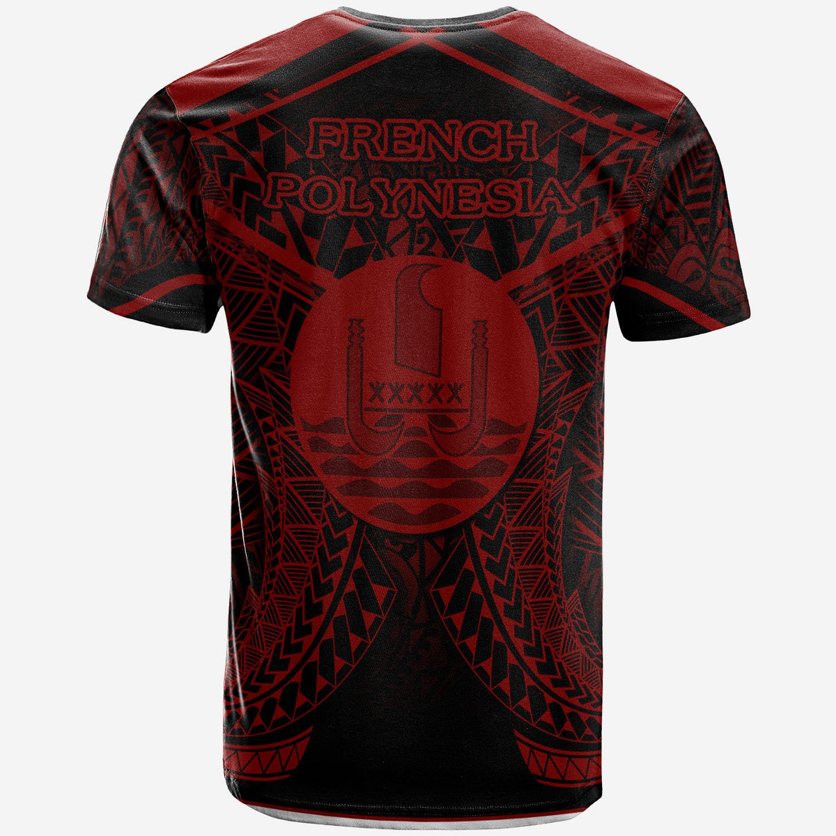French Polynesia T Shirt National Seal With Red Line Style - Polynesian Pride