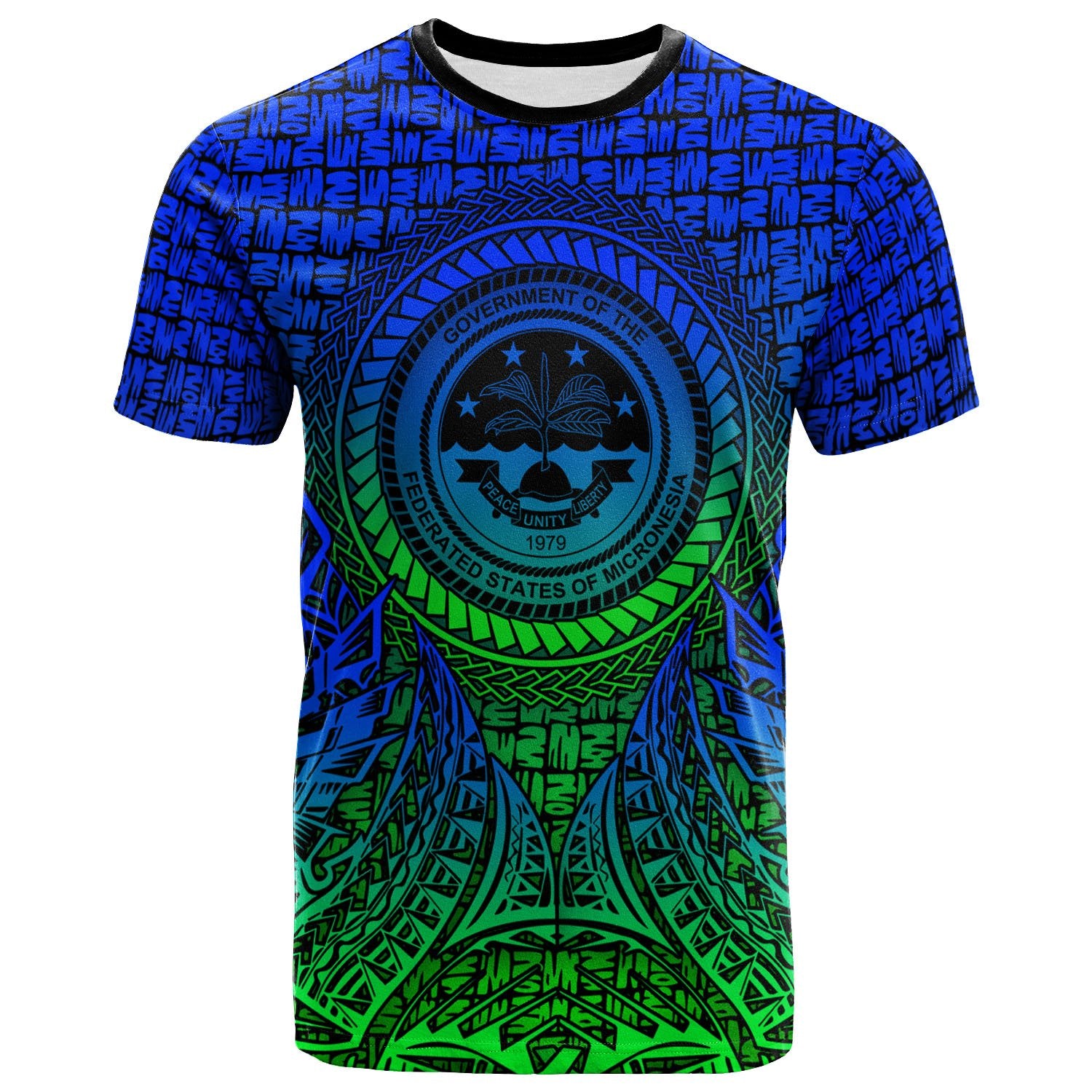 Federated States of Micronesia Pattern T Shirt Circle Pattern Blue Unisex Blue - Polynesian Pride